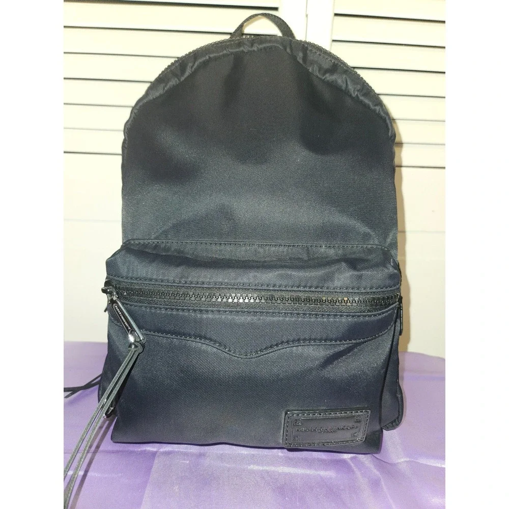 Rebecca Minkoff Julian Black Nylon Backpack Silver Hardware Tassel Zipper